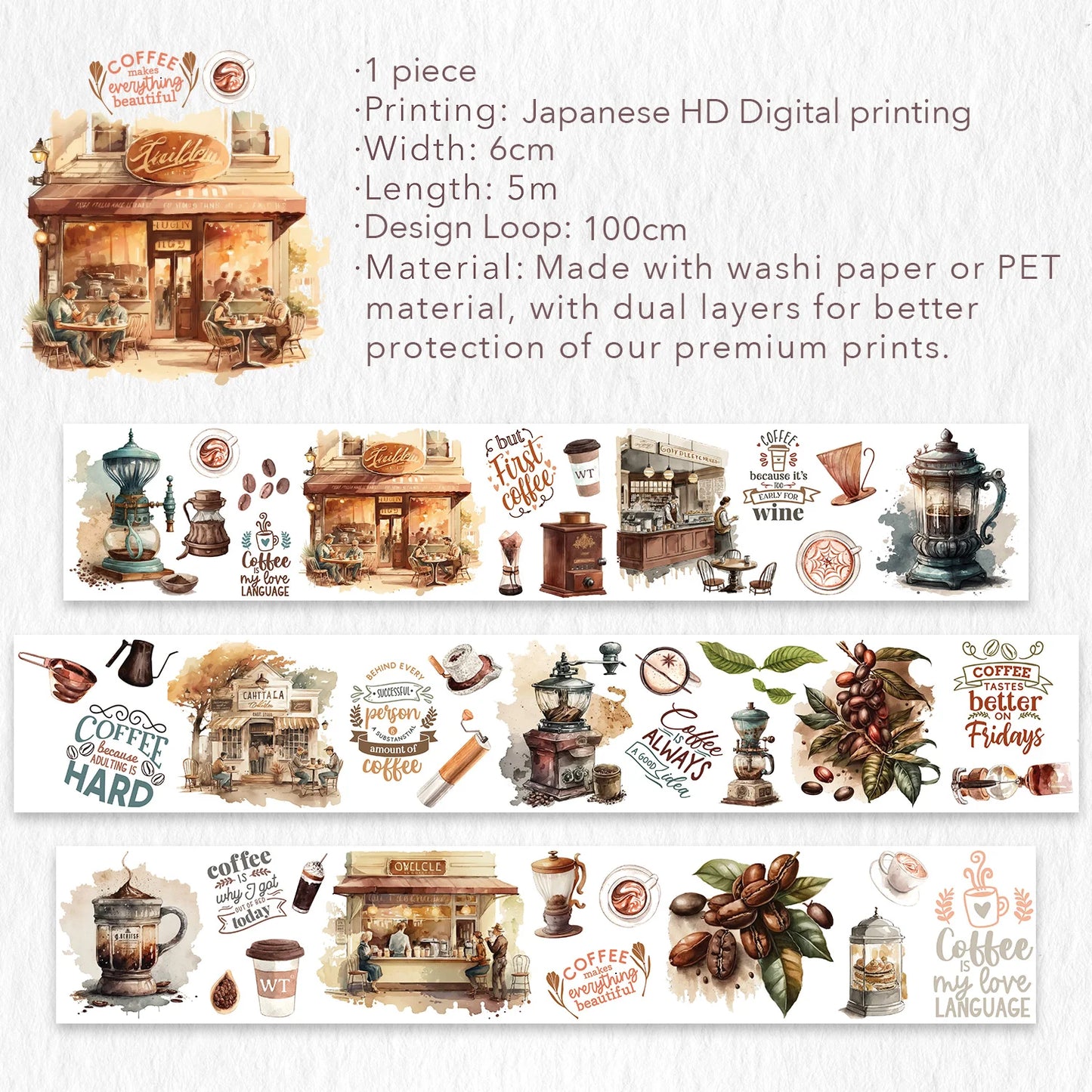 Caffeine Canvas Wide Washi/PET Tape