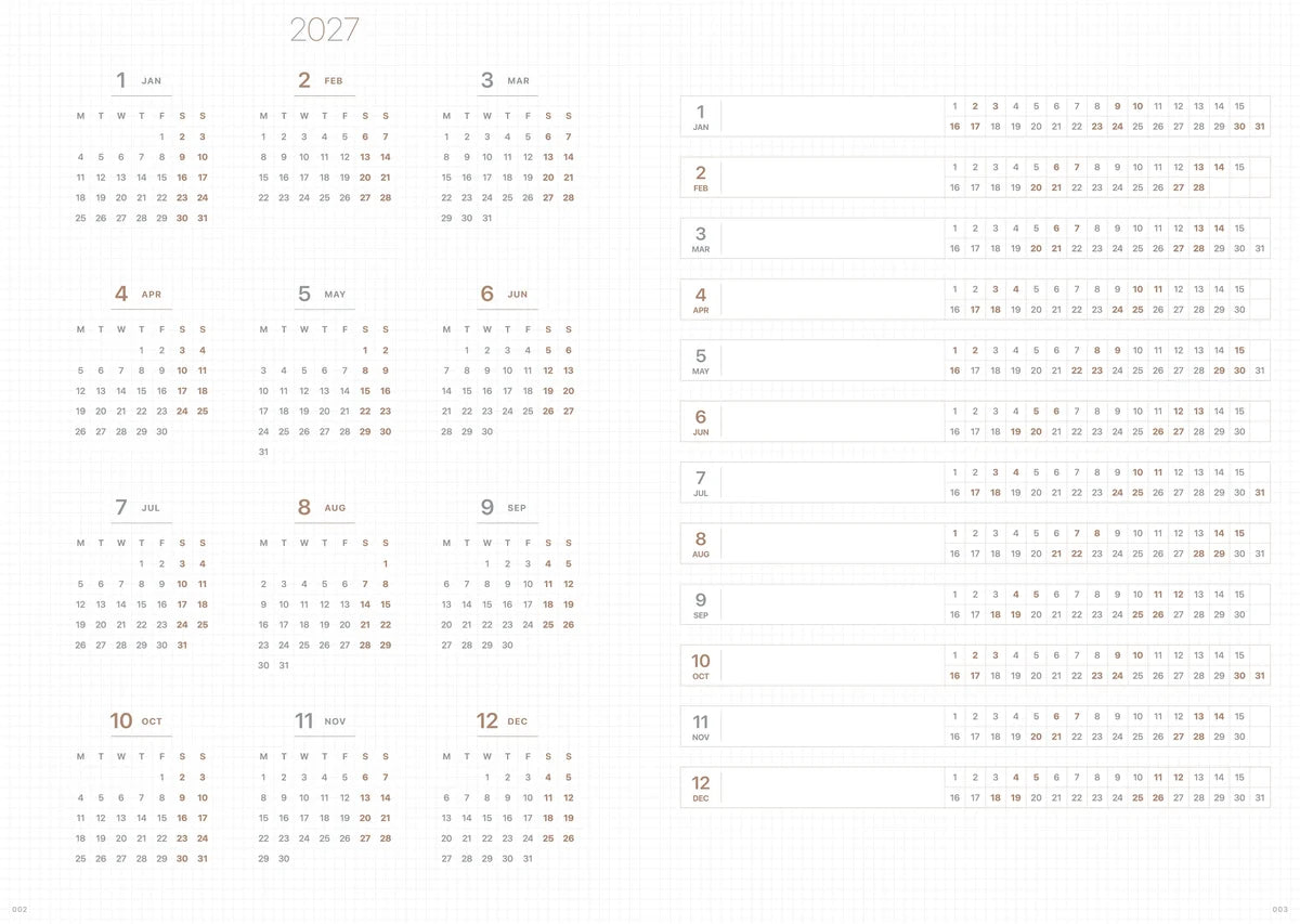 2027 Medium Weeks Planner B6