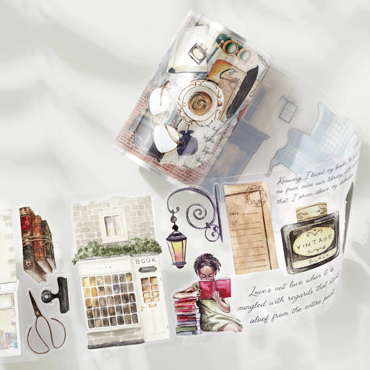 Pre-cut Cats and Books Wide Washi/PET Tape